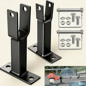 Lockable Tool Carrier Rack for Straight Shaft Trimmers and Edgers, Heavy Duty Trailer Mount Holder with Hardware, Secure Transport Storage Solution for Lawn Garden Equipment, Reusable Durable Construction