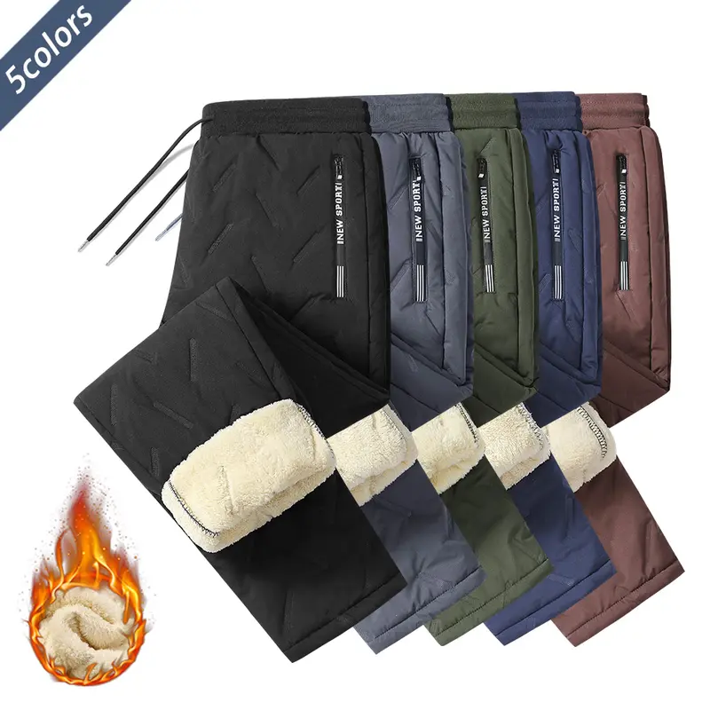 Men's Athletic Plain Trousers - 3-Pack Menswear Activewear Fleece-Lined Warm Casual Straight Leg Pants, 100% Polyester Lining, Thick Solid Design, Suitable for Hiking, Holiday Occasions