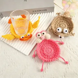 Handmade Crochet Cartoon Cup Mat, Animal Insulating Pad, Home Heat-Resistant Mat, 1pc, Perfect for Kitchen & Dining Table Protection