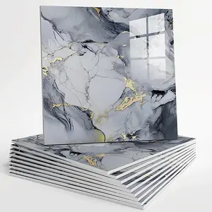 10pcs Peel and Stick Tile Shower Waterproof Marble Tiles Wall Panels, 11.8"x11.8" Self-Backsplash Tile, PVC Wall Panels Shower Tiles for Home,, Living Room Blue