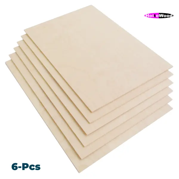 Premium Baltic Birch Plywood Sheets - Hoito Wood 3mm(1/8")x12"x18" B/BB Grade Veneer, 6 Flat Thin Unfinished Wood for DIY Woodwork, Laser Cutting Projects