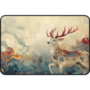 Deer Art Desk Mat & Mouse Pad - Ethereal Design, Intricate Details, Non-Slip, Durable, Water-Resistant, Perfect for Home Office, Nature Lovers, and Artistic Decor Enthusiasts, Mousepad for Girls - Artisan Mousepad - Best Gaming Mousepad, Neoprene mat