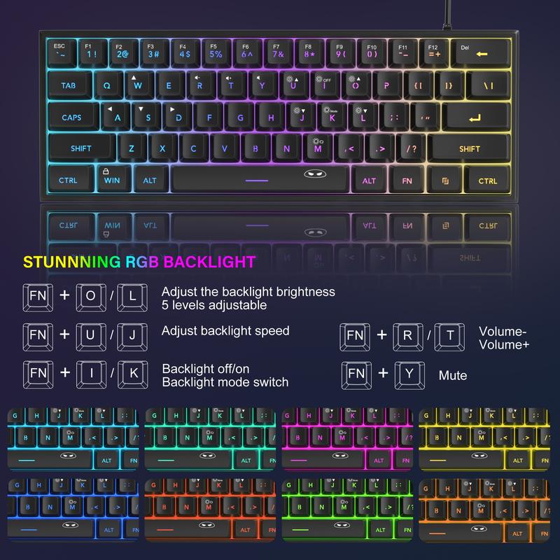 MageGee Mini 60% Gaming Keyboard, RGB Backlit 61 Key Ultra-Compact Keyboard, TS91 Ergonomic Mechanical Feeling Office Computer Keyboard for PC, MAC, PS4, Xbox ONE Gamer #TOP PICKS