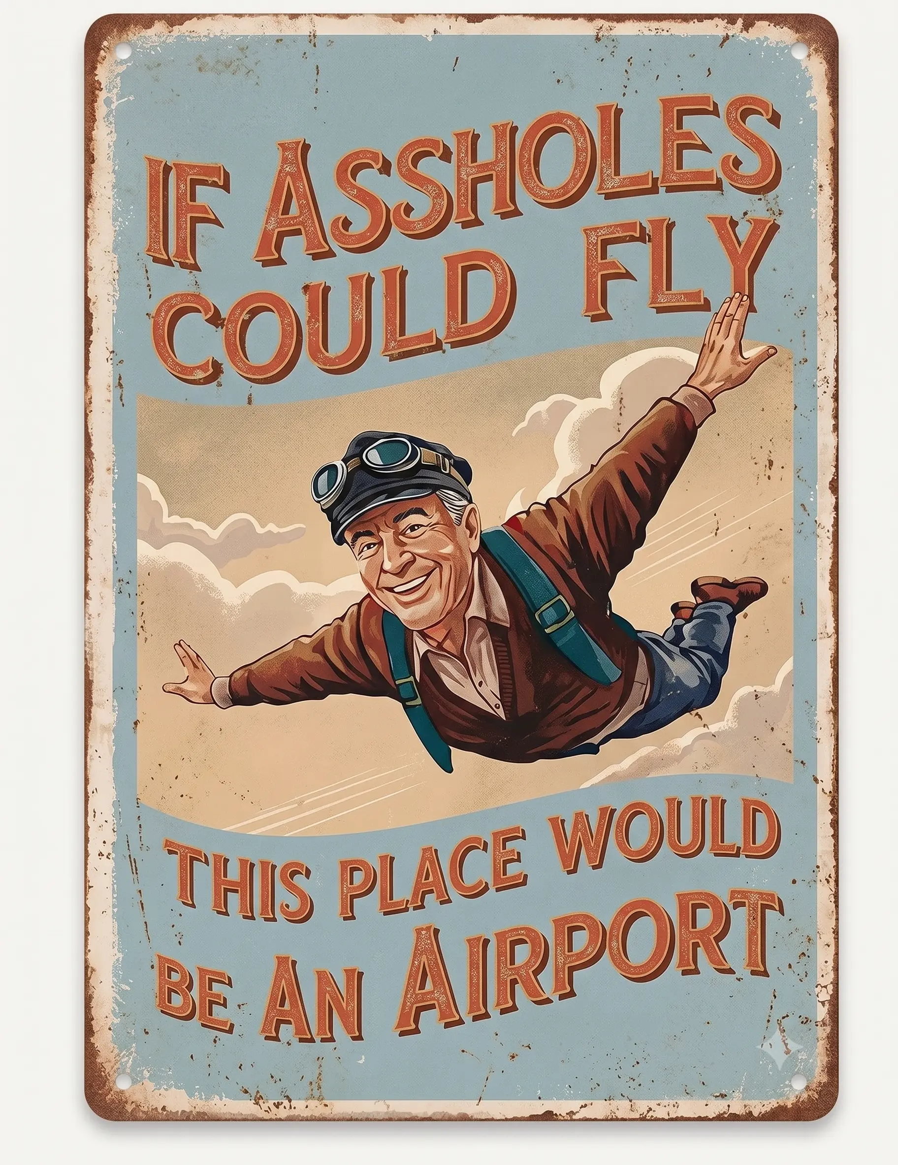 Funny Retro Metal Tin Sign - Vintage Aviation Wall Art Plaque, Whimsical Home Decor for Mens Room, Garage, Home Office Bar, Room Decor