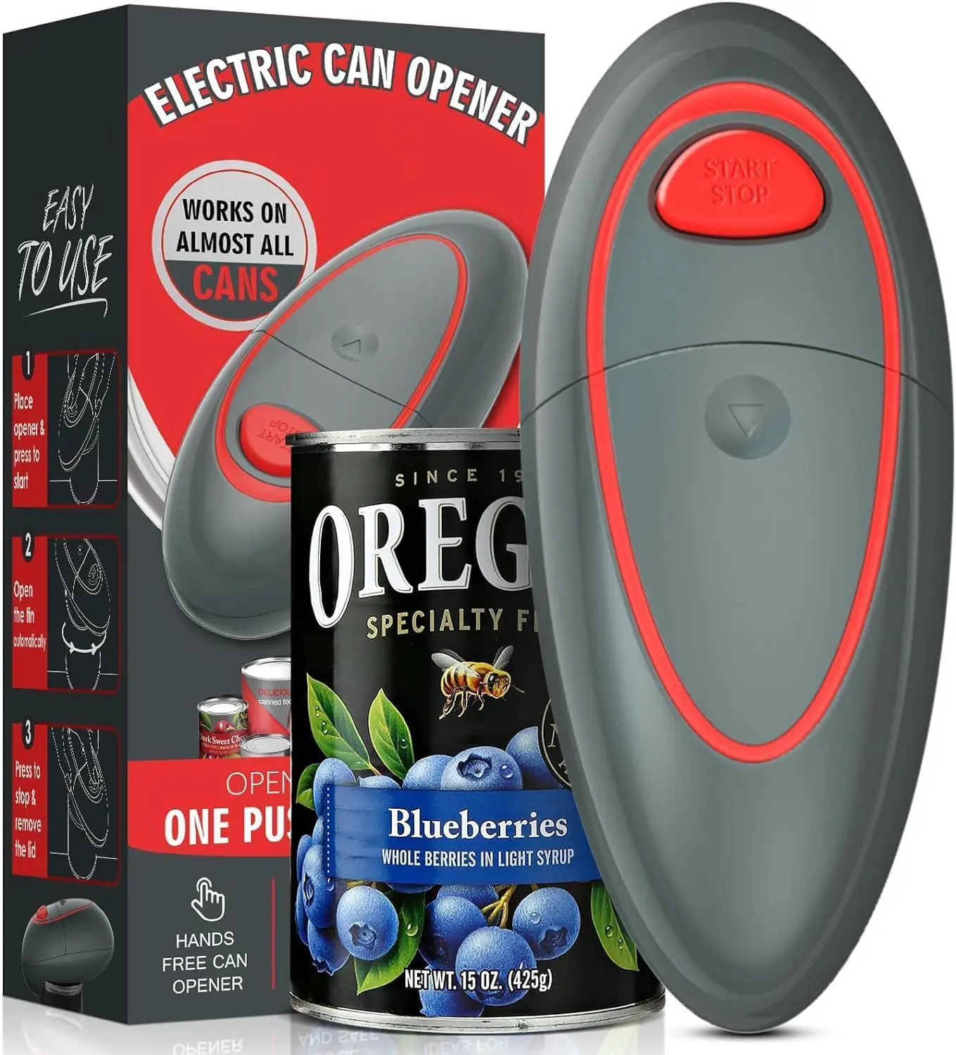 One Touch Electric Can Opener with Smooth Edge, Kitchen Gadget Automatic Can Opener for Seniors with Arthritis, Food Safety Battery Operated Can Opene