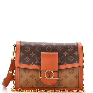 Pre-owned Louis Vuitton Canvas Coated Shoulder Bags Dauphine Shoulder Bag Reverse Monogram Canvas MM by Rebag