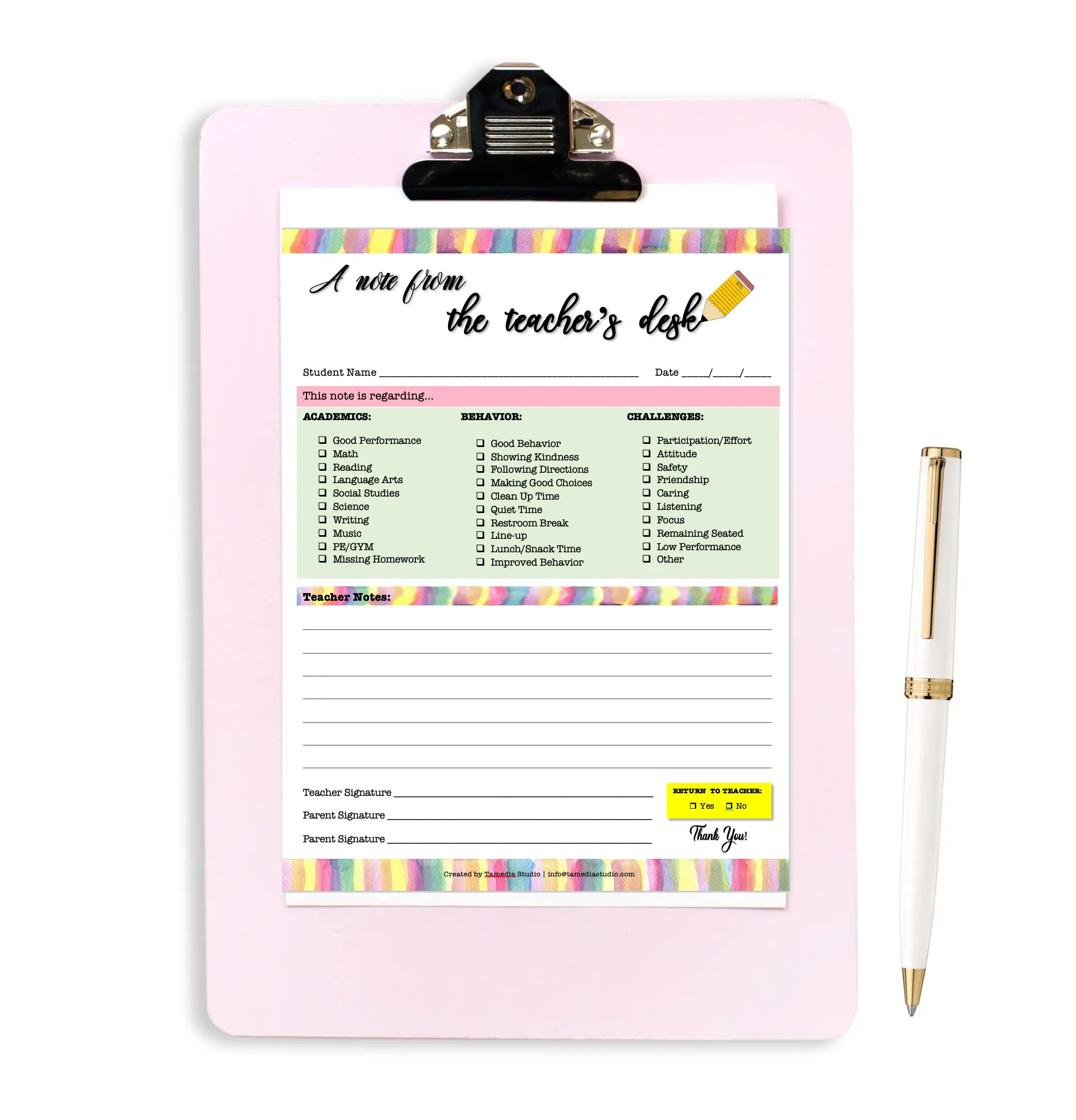 Teacher Stationery Notepad | Back to School | Note from Teacher | Personalized Teacher Notepad| Parent Communication
