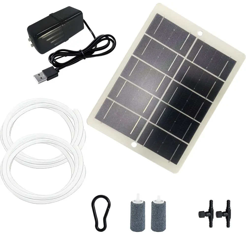Solar-Powered Oxygen Pump with USB Charging Port, Aquarium Air Pump, Aquarium Accessories, Aquarium Supplies, Portable Outdoor Fishing Equipment, Lightweight Design, No Heavy Battery Needed