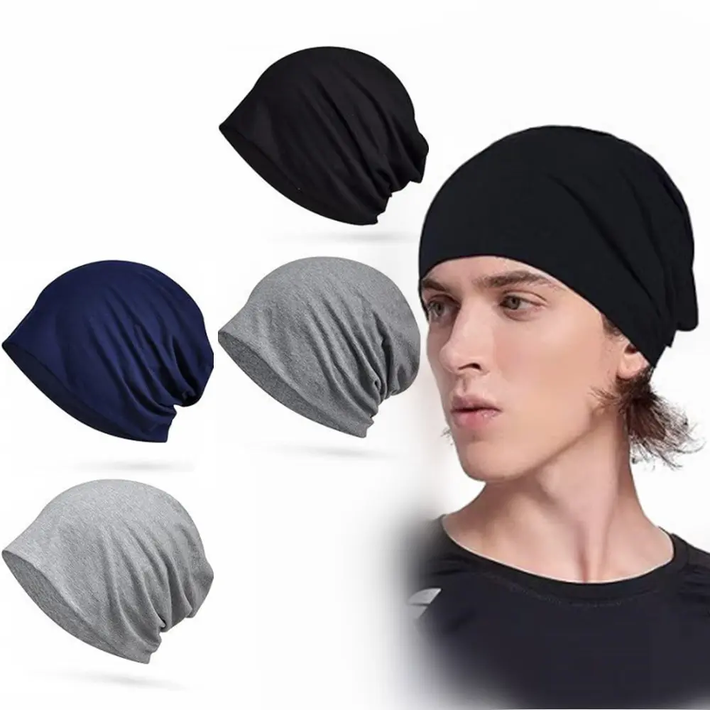 4pcs Cotton Beanie Hat Slouchy Soft Hats Caps Lightweight Sleep Cap Winter Running Beanies for Men and Women