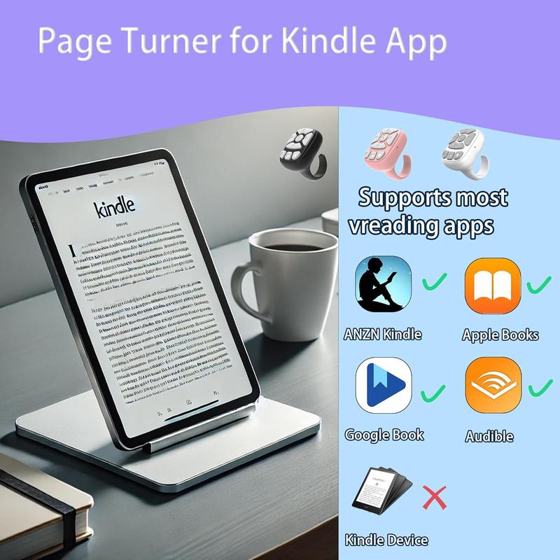 Multifunctional Wireless Remote Control Ring, Selfie Video Controller for Phone, Mobile Remote Control, Automatic Page Turner for Various APP, Selfie Accessories