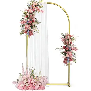 6 FT Wedding Arch Backdrop Stand, Gold Arch Stand for Wedding, Birthday, Baby Shower, Graduation, Floral Balloon Decoration