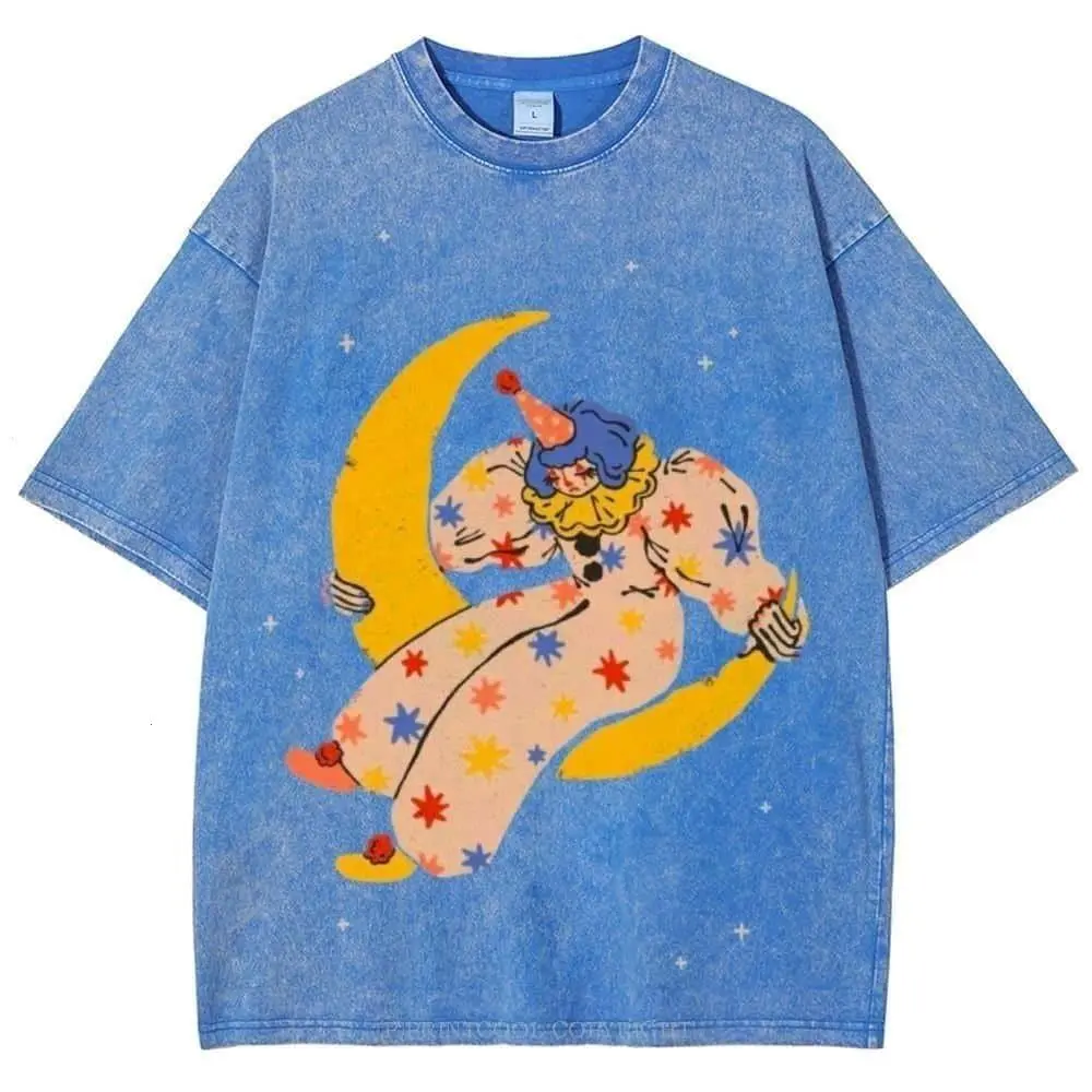 Vintage Moonlight Clown Graphic T-Shirt | Retro Artistic Cotton Tee