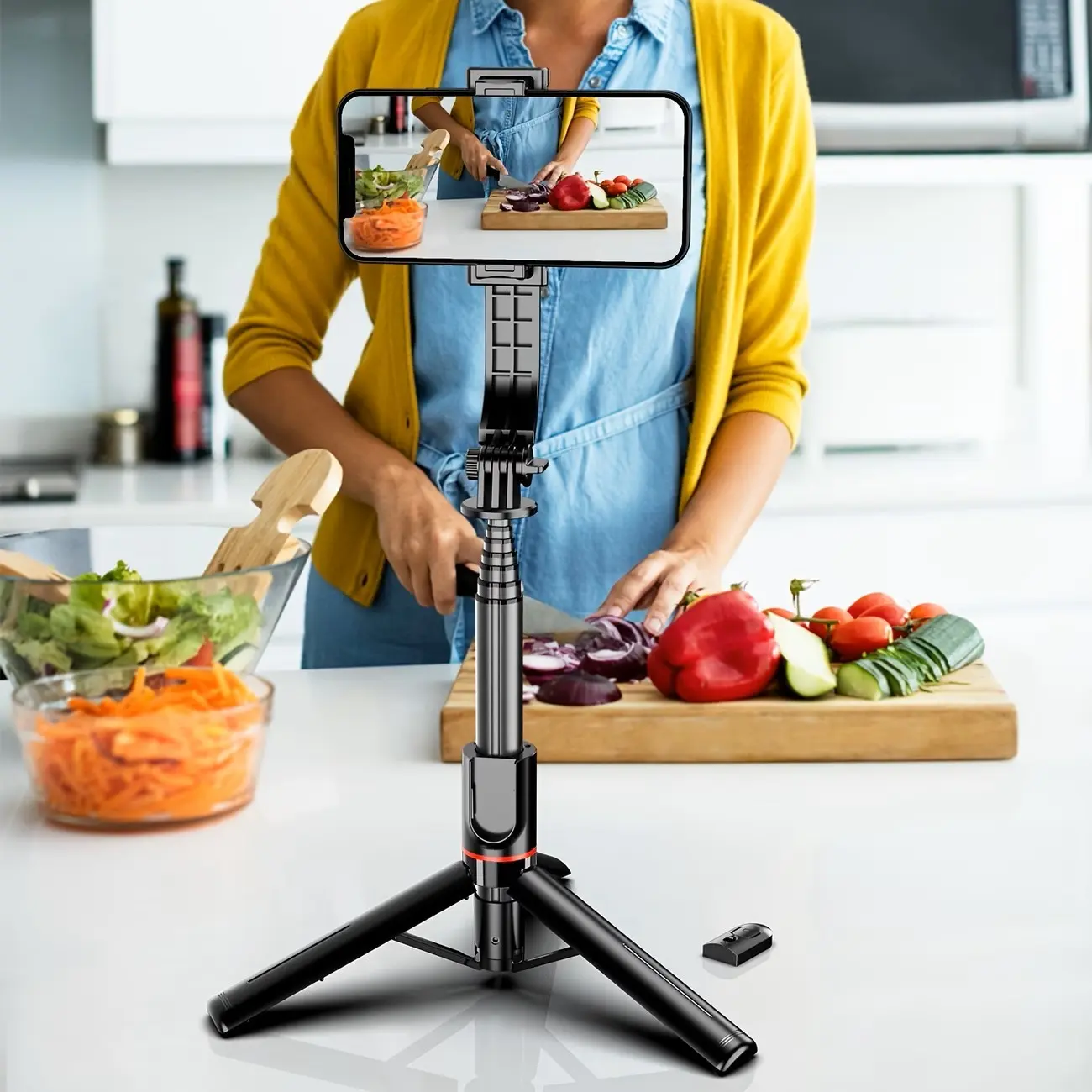 104.14 cm Aluminum Alloy Selfie Stick Phone Tripod, Selfie Accessories, Extendable 3in 1 Selfie Stick with Wireless Remote and Tripod Stand 360 Rotation for iPhone 14/13/12/11 Pro/XS Max/X & Android Smartphones, Portable, Lightweight, Travel Gadgets