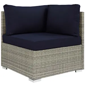 Modway Repose Outdoor Patio Corner in Light Gray Navy