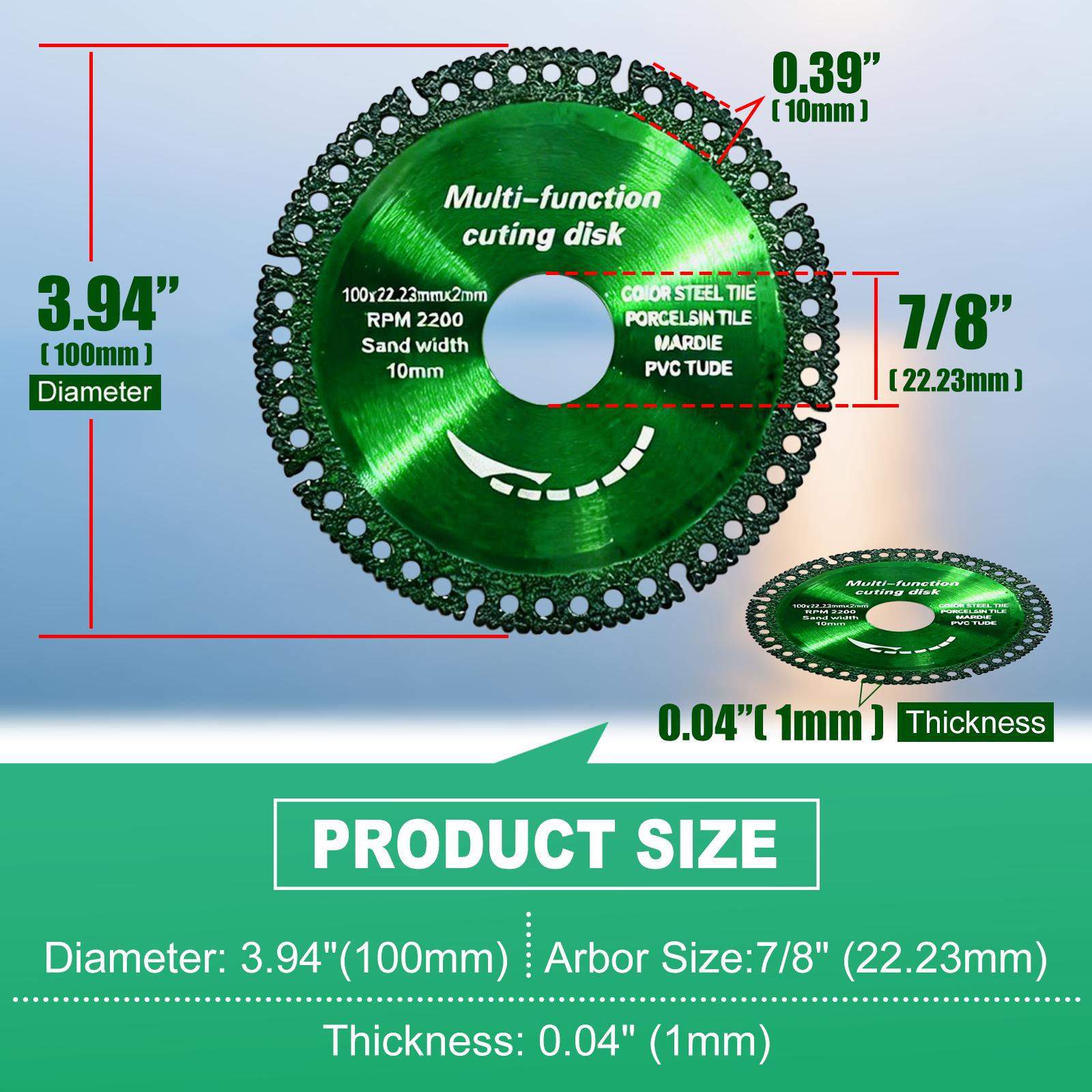 4 Inch Multi-Material Cutting Blade 100x22.23x2mm - Thick Dry Cut Disc for Metal, Tile, Marble, Stone & Plastic - Durable Angle Grinder Wheel for Alloy, Cast Iron, Masonry Construction