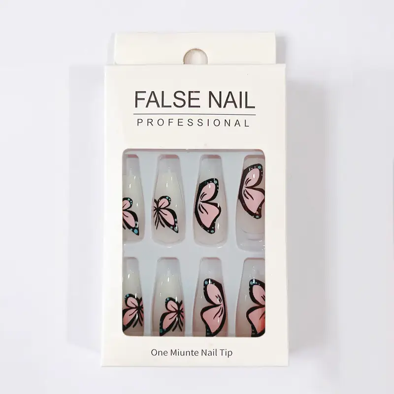 Wavymy Hair 1 Set Fake Nail ,Fashion Press On Nail For Women & Girls DIY Nail Art ,Elesgant Stick On Nail Kit Random Color