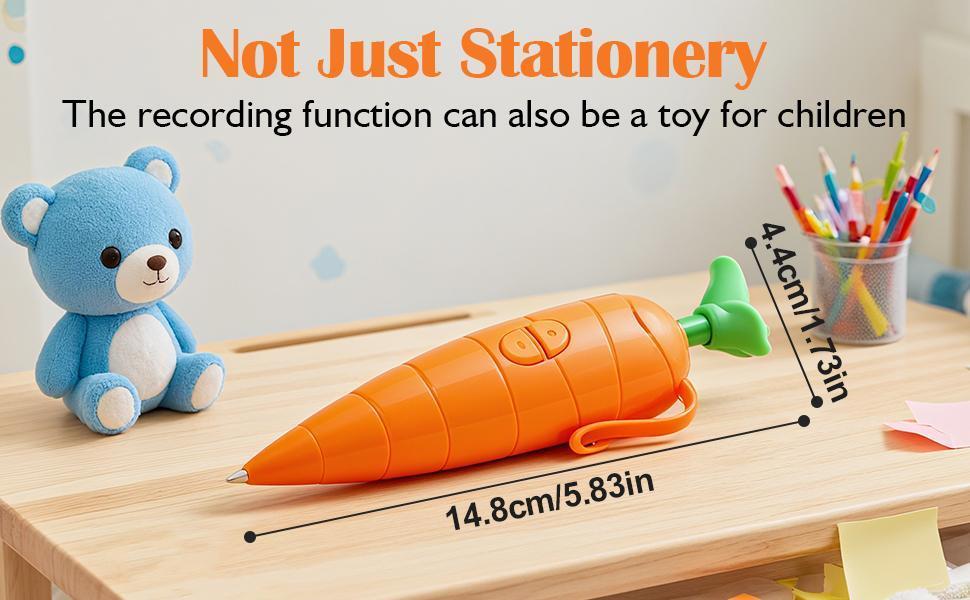 2pcs 60-Second Voice Recorder with Playback & Audio Recorder Pen - Cute Carrot-Shaped Recorder Device, Smooth-Writing Ballpoint Pen - Fun & Creative Gift for Kids, Students, Teachers