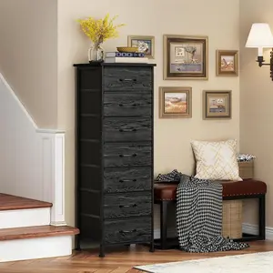 Tall 6 Drawer Storage Dresser for Bedroom with Fabric Bins and Wood Top, Metal Frame Closet Organizer Cabinet, Nightstand Style Storage Tower for Living Room Entryway Dorm Apartment#Summer Wins