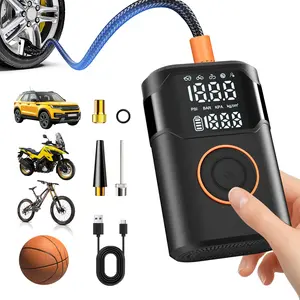 [New Year 2026] Okrinec Tire Inflator Portable 150PSI High-Pressure Smart ON/OFF Hose Design Lightweight Cordless 4+N AutoStop Modes 5X Faster with Digital Gauge Pump for Cars Bicycles Motorcycles & Balls with USB Cable and Nozzles Automotive Vehicle Tool