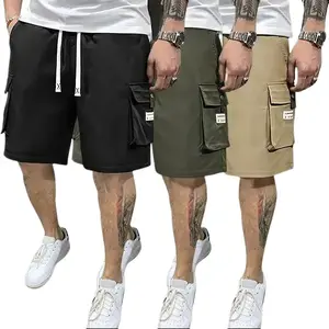 Men’s 3-Piece Shorts Set (Khaki/Black/Green) — Cargo Pockets — Versatile Casual Wear — Suitable for Everyday Use