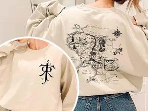 LOTR Sweatshirt , JRR Tolkien Sweatshirt, Lord of the Rings Merch, LOTR Sweatshirt, Middle Earth Map