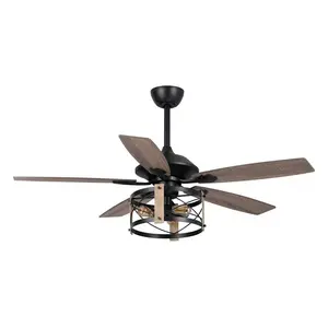 52" Wisner Industrial Downrod Mount Ceiling Fan with Light & Remote Control | Reversible Blades