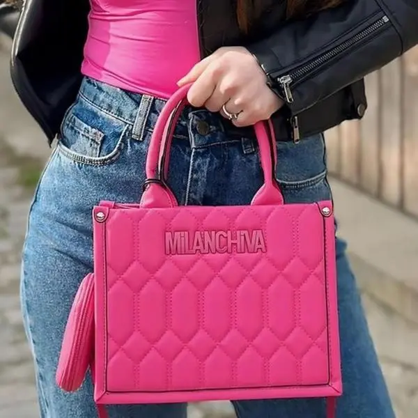 Milanchina Crossbody Woman Bag with Unique Hexagonal Design and Brand Logo Embellishment - Stylish & Practical Fashion Accessory