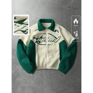 This unisex patchwork streetwear jacket Zip Up Jackets is perfect for fall and winter wear.