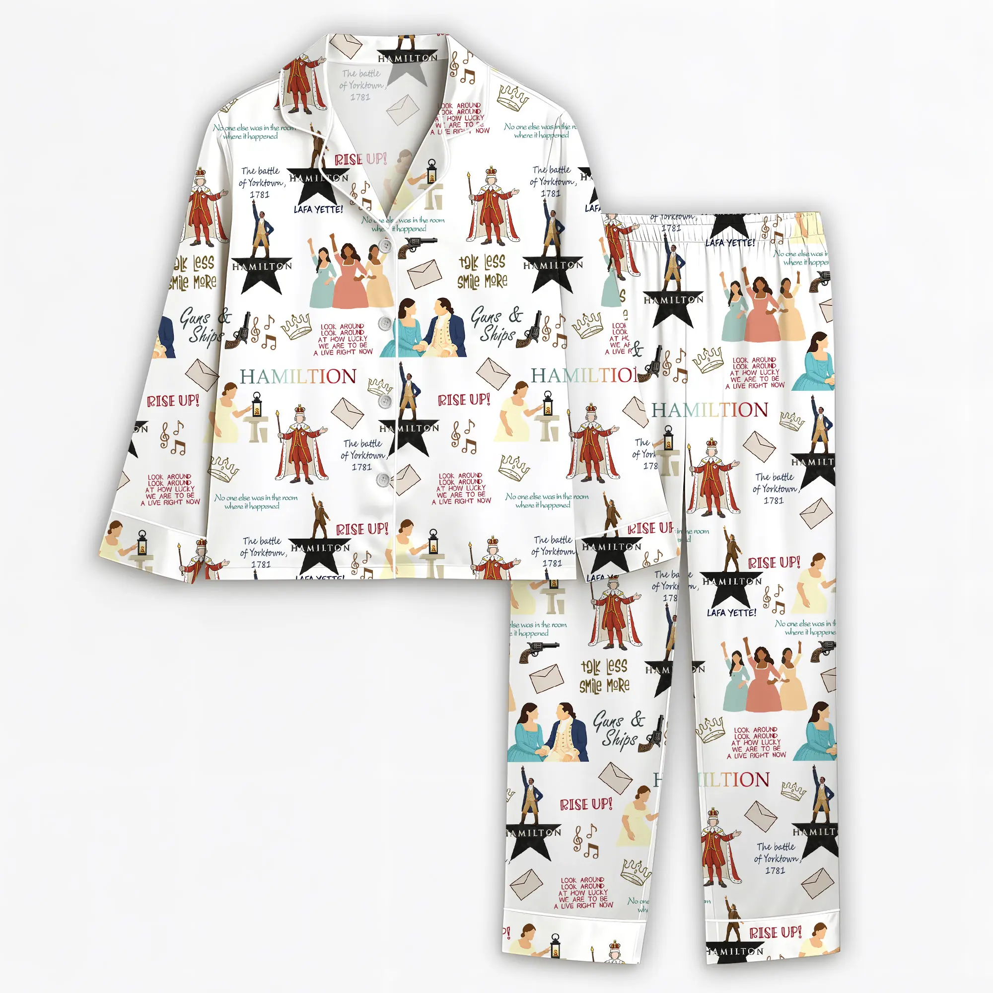 Hamilton Musical Short Satin Pajamas, Broadway Pajamas, Stylish Satin Sleepwear, Hamilton Fan Gift Outfit, Alexander Hamilton Pajamas Set, Luxury Musical Sleepwear for Women