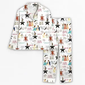 Hamilton Musical Short Satin Pajamas, Broadway Pajamas, Stylish Satin Sleepwear, Hamilton Fan Gift Outfit, Alexander Hamilton Pajamas Set, Luxury Musical Sleepwear for Women