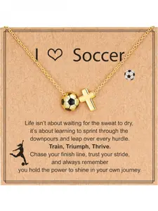 Gold Plated Cross Pendant Necklace for Women Softball Soccer Volleyball Basketball Lover Christian Religious Gift Jewelry