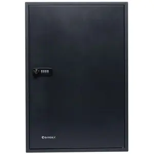 212 MAIN 300-Position Adjustable Key Cabinet with Combination Lock - Black Steel Security Safe, Adjustable Hooks, Pre-Drilled Holes for Home Office