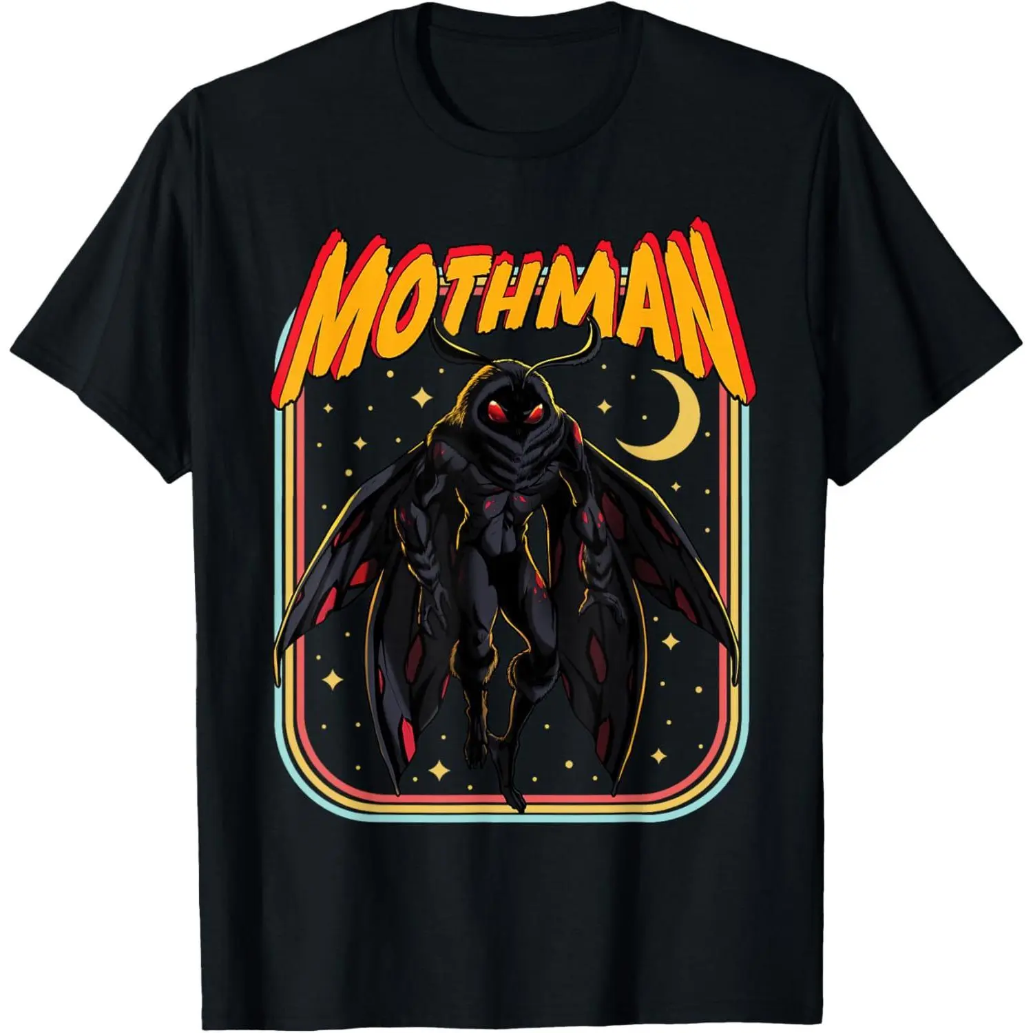 Men's Retro Mothman Graphic Tops - 100% Cotton T-Shirt, Regular Fit Breathable Menswear for Sports and Daily Wear