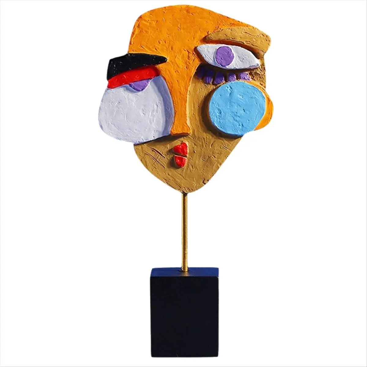 Retro Resin Face Figurine, Modern Abstract 3D Sculpture for Indoor Desktop Decoration, Long-lasting Ornament and Unique Housewarming Gift, As Shown, Shelf, Decorative, Portrait, Versatile Style, Face Ornaments, Large Eye