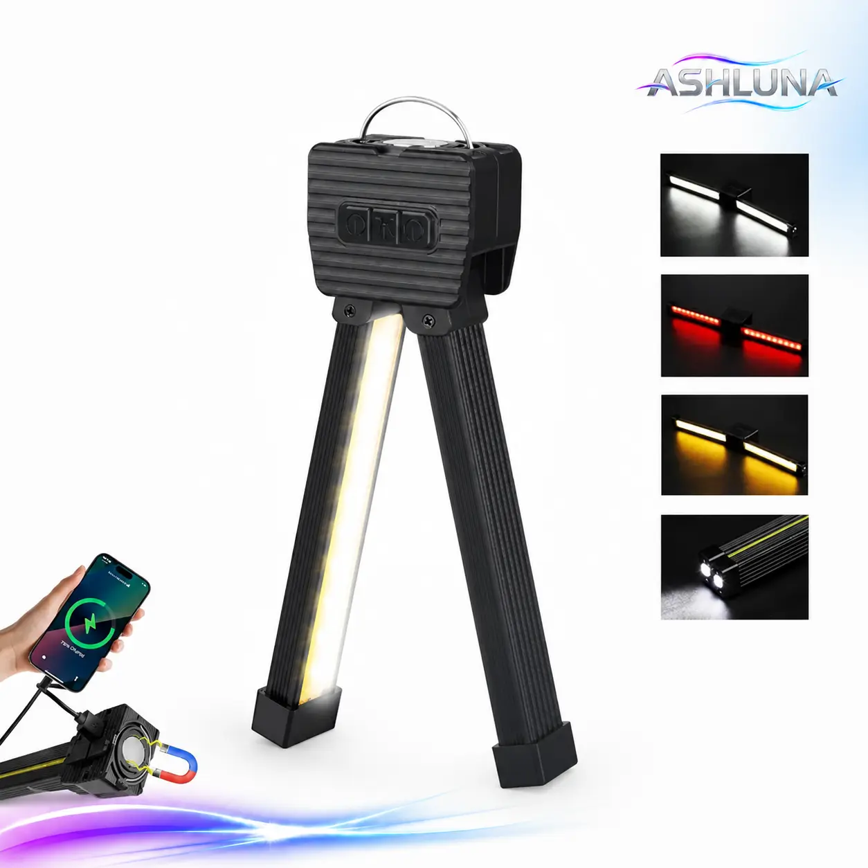 Fitness Selfie Light, Posing Light | 7 Speed Dimmer | Magnetic Base Work Light and 180° Folding Hook | USB Rechargeable,Led lights bedroom survival supply Dimmable Studio Video Lighting survival supplies