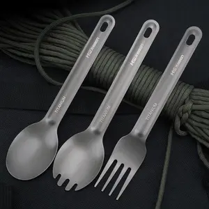Titanium Spork, Portable Ultralight Titanium Spork, Outdoor Camping Hiking Picnic Tableware, Camp Kitchen Supplies