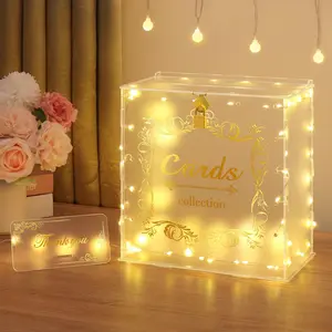 Wedding Card Box with Lock String Light Frosted Large Card Box for Wedding Letter Box Envelope Box   Card Box  Box for Party Birthday Reception
