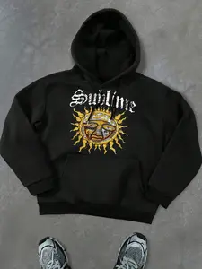 Unisex Sublime Reggae Band Culture Sun Print Graphic Aesthetic Hoodie Sweatshirt Long Sleeve, Casual Streetwear for Fall & Winter, Fitted Woven Fabric, Comfortable Daily Wear
