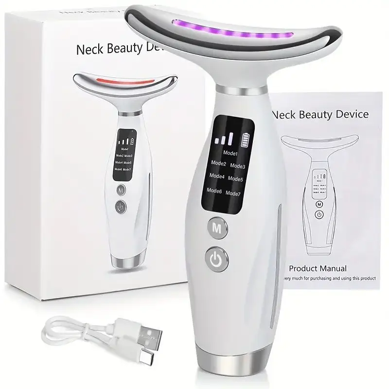 Electric Neck and Face Massager – 7-Color LED Light, Neck & Face Lifting Machine with Heating, Firming Facial Skin Care Tool for Women & Girls, Beauty Machine, Face Lifting Device, Face Sculptor Tool, and Wrinkle Remover Machine, Beauty Devices