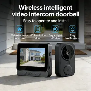 2.4G Wireless HD Video Doorbell Camera with 4.3 Inch Indoor Monitor, No WiFi/APP Needed, Two-Way Audio, Infrared Night Vision, Rechargeable, Long Standby,  Auto Recording, Wall Mount, Home Security