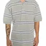 Caltop Men's Striped Knit Polo Shirt - Short-Sleeve Button-Up Men's Shirts, Textured Striped Casual Staple, Breathable Classic Wardrobe Piece, Multiple Color Options, Textured Striped Men's Casual Shirts