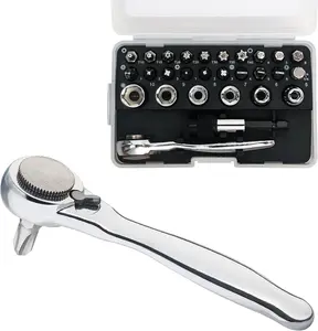 1/4 Mini Ratchet Set 28 count Right Angle  and Bit with Metric Socket Set, 72  Small Ratcheting Wrench Offset  Low Profile Stubby Ratchet for Tight Spaces