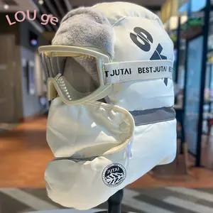 LOU ge 2025 New Winter Ski Hat Windproof Mask Cycling Thicken Fleece Lining Thermal Hat for Men Women Outdoor Sports Snowboarding Hiking All Seasons ushanka hat