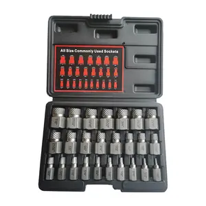 25Pcs Screw Extractor Set,Multi-Spline EZ Out Bolt Extractor,CR-MO Chrome Molybdenum Steel,Heavy Duty Stripped Rounded Rusted Broken Screw & Bolt Remover,Father's Day Gift for Dad
