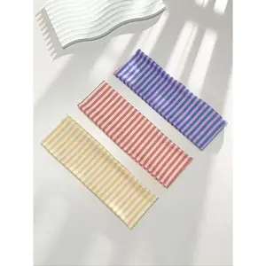 Women's Elegant Sweet Striped Printed Elastic Sports Headbands, Suitable for Daily Use, Yoga, Running, Sweat-Absorbing Hair Accessories, Workout Headband