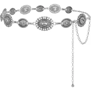 Western Metal Concho Chain Belt for Women Cowgirl Boho Waist Chain Country Concert Outfit for Dress