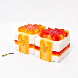 MHM Squishy Orange Fruit Yogurt Series - Soft & Elastic Stress Relief Simulated Food - Novelty Toy for Adults
