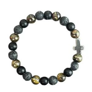 Protection Crystal Bracelet - Tiger Eye & Cross for Negative Energy Shielding