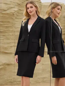 INSPIRE CHIC Women's 2 Piece Skirt Suit Set Business Work Blazers and Pencil Skirts