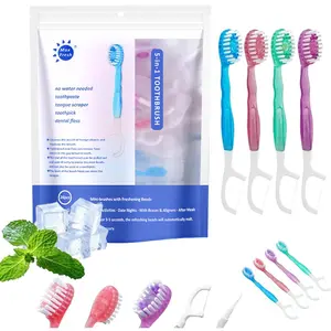 Mini Disposable Toothbrushes 5-in-1 Tool (Paste + Brush + Floss + Pick + Tongue Odor Removal) – Individually Wrapped, Travel-Friendly, Prepasted, Soft Bristles, 26 Packs, Perfect for Adults & On-the-Go Oral Care
